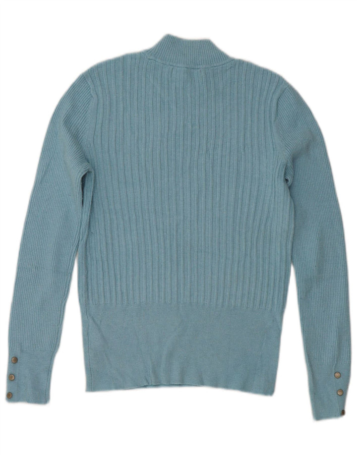 Marks & Spencer Dame Turtle Neck Jumper Sweater UK 10 Small Blue Viscose
