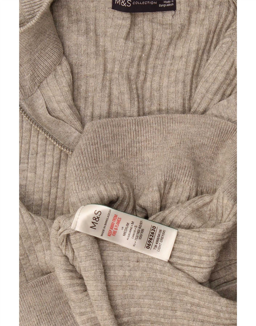 Marks & Spencer Herre sweater med lynlåshals mellemgrå viskose