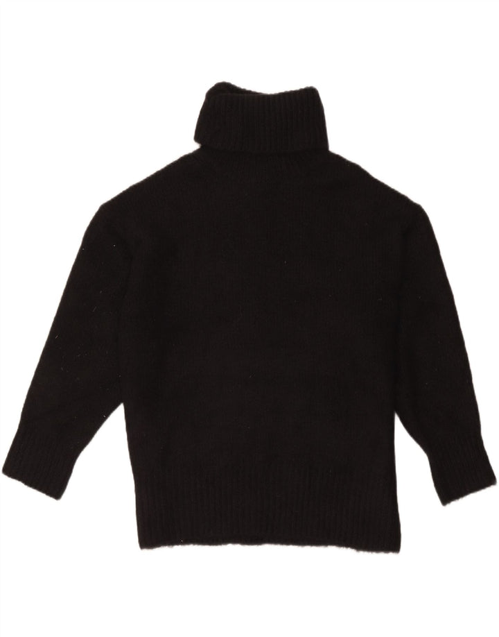 Zara Dame Oversized Roll Neck Jumper Sweater UK 14 Medium Sort Akryl