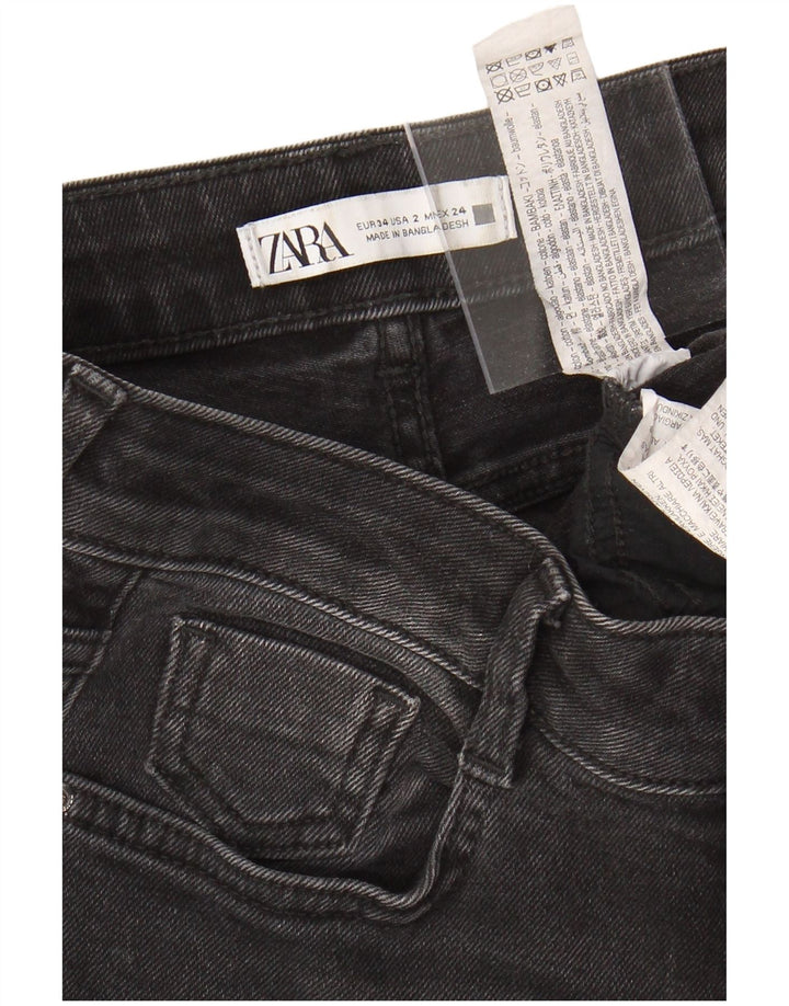 ZARA Womens Bootcut Jeans EU 34 2XS W24 L26 Black Cotton
