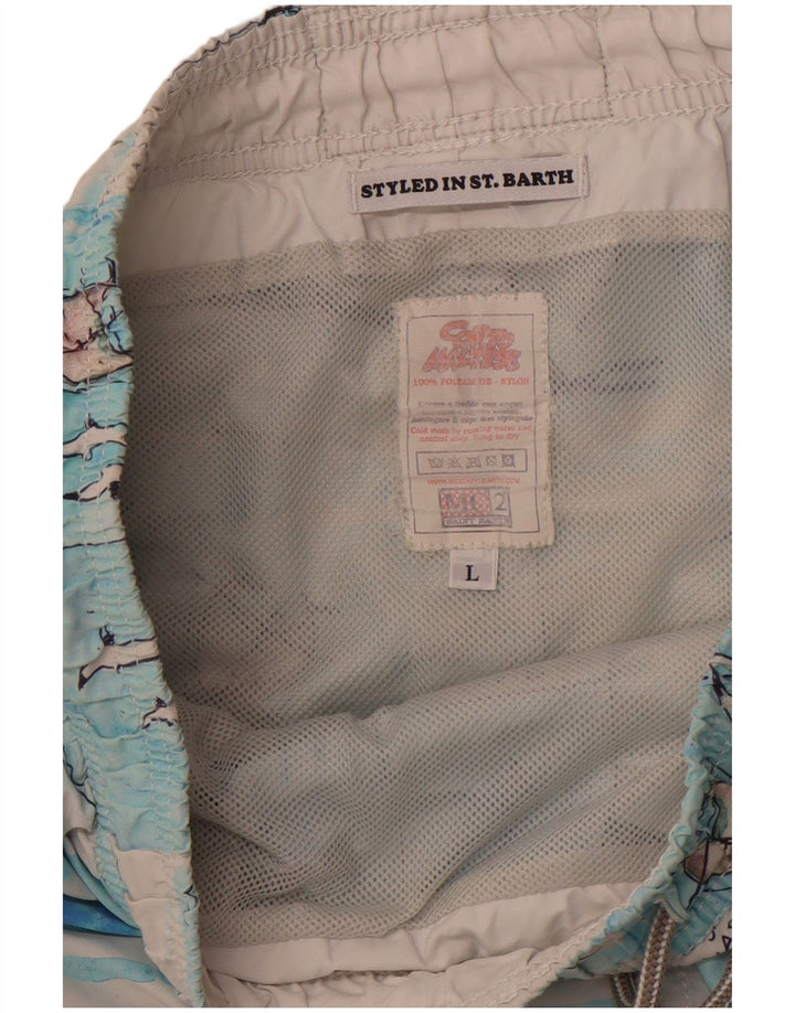 MC2 SAINT BARTH Badeshorts med abstrakt mønster til mænd store blå nylon