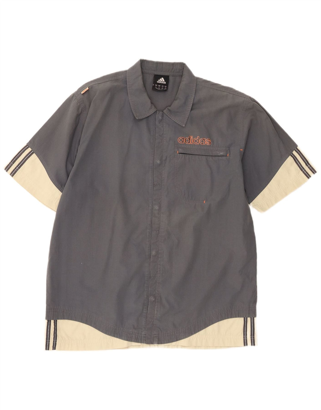 Adidas Kortærmet Herreskjorte Medium Grey Colourblock Polyester