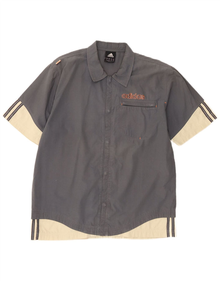 Adidas Kortærmet Herreskjorte Medium Grey Colourblock Polyester