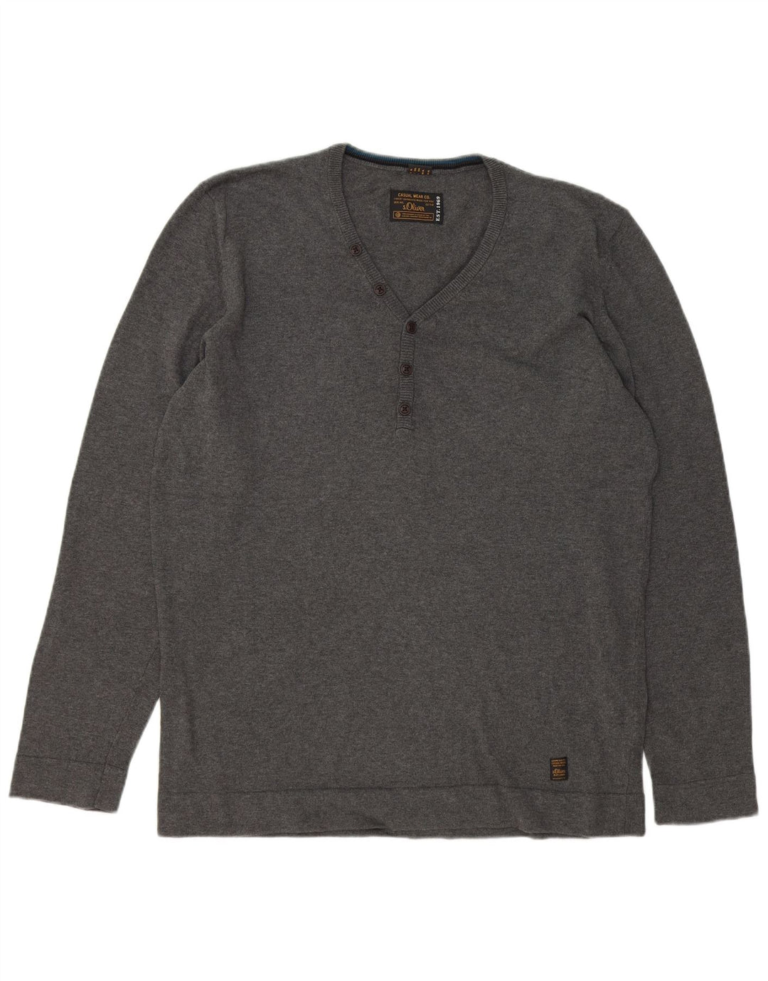 S.OLIVER Mens V-Neck Jumper Sweater XL Grey