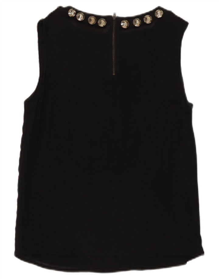 Zara Dame ærmeløs bluse Top UK 6 XS Sort