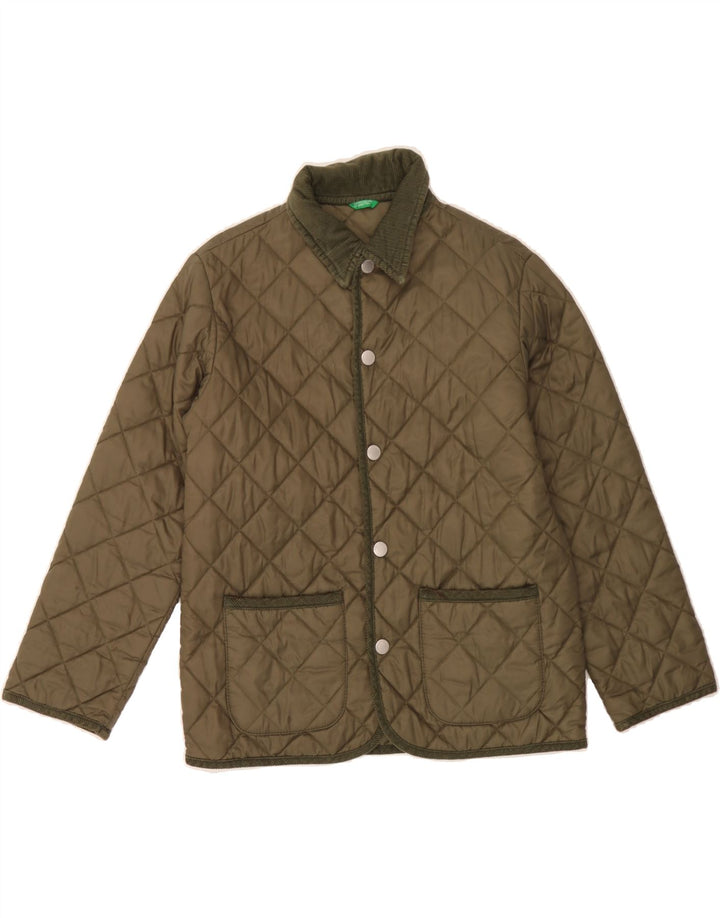 BENETTON Boys Quilted Jacket 9-10 Years Large Khaki Polyamide Vintage Benetton and Second-Hand Benetton from Messina Hembry 