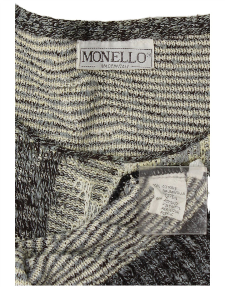 Monello Herre Boat Neck Jumper Sweater Stor Grå Paisley Bomuld