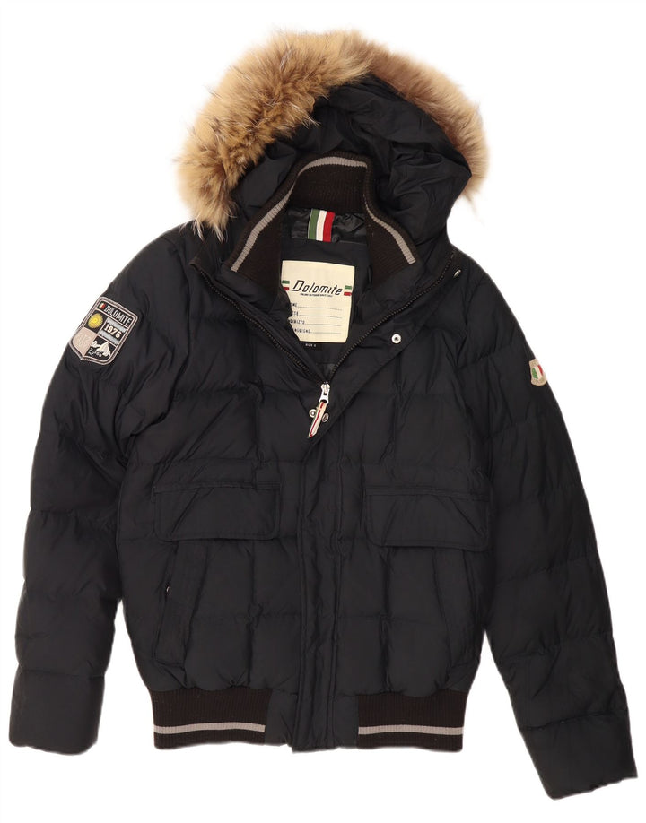DOLOMITE Herre hættepolstret jakke UK 36 Lille sort polyester