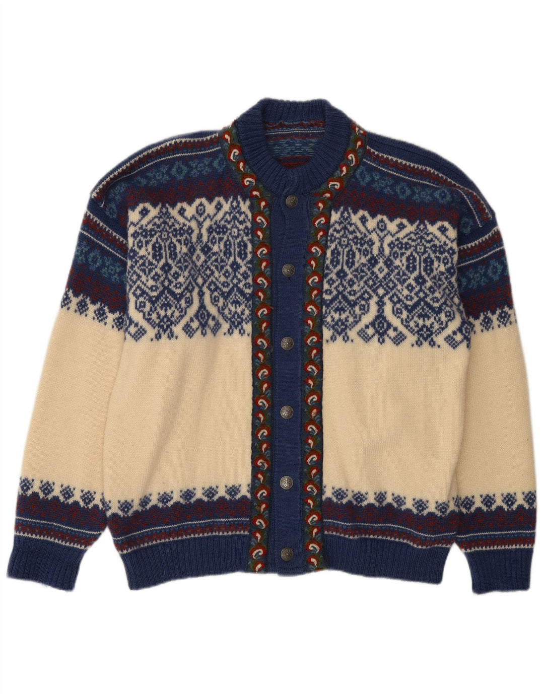 Vintage herre cardigan sweater Large Off White Fair Isle