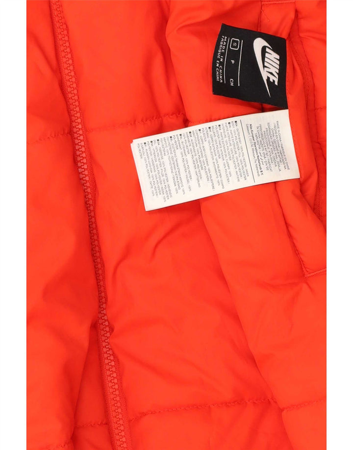 Nike Dame Oversized grafisk vendbar polstret frakke UK 10 Small Orange
