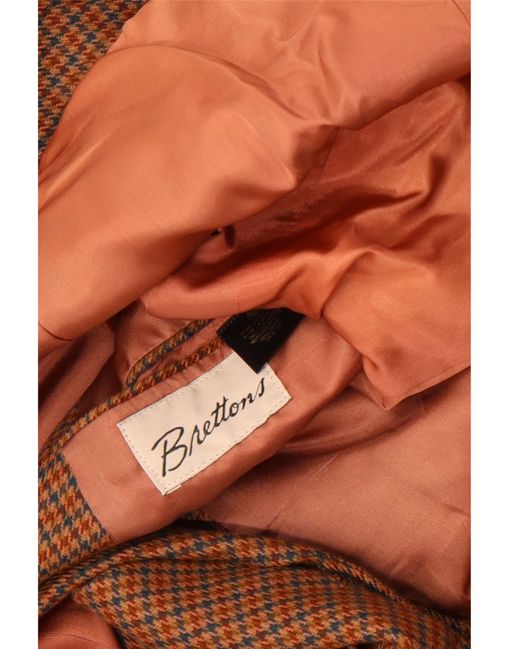 Vintage herre 2-knaps blazerjakke UK 38 Medium Brown Houndstooth Uld