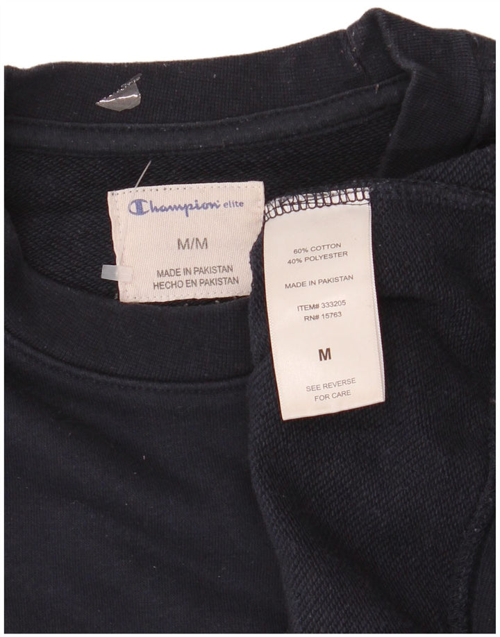 Champion Herre Elite Grafisk Sweatshirt Jumper Medium Sort Bomuld