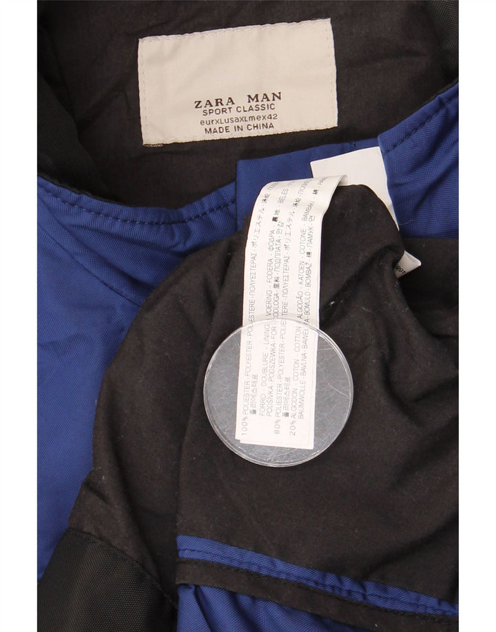 ZARA Bomberjakke til mænd UK 42 XL Blå Polyester