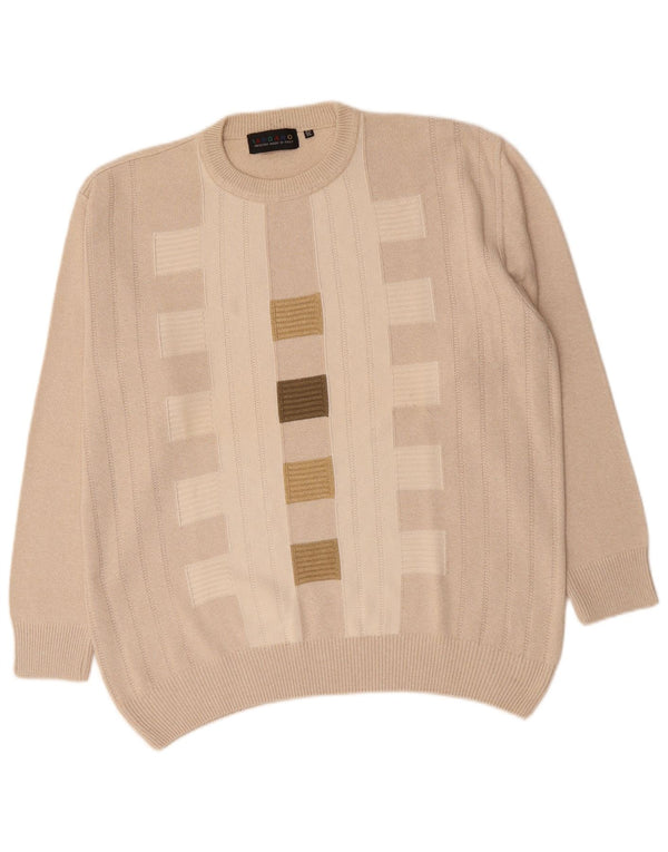 DARDANO Herre sweater med rund hals XL Beige geometrisk bomuld