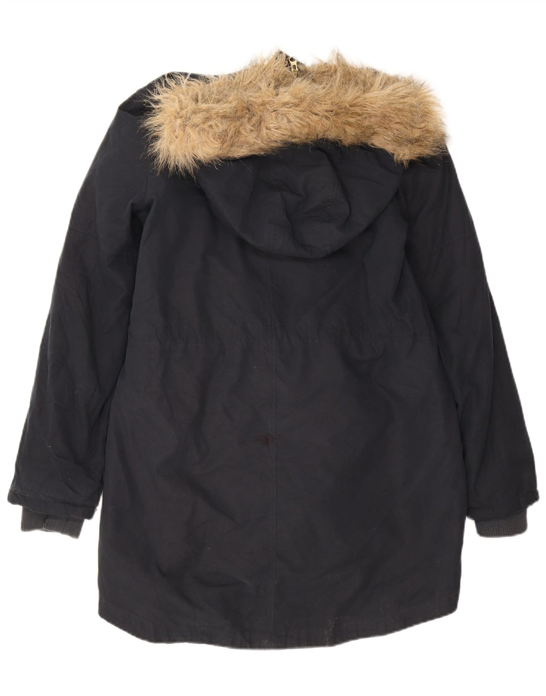 Oasis Dame Oversized Sherpa Parka Jakke med hætte UK 10 Small Navy Blue