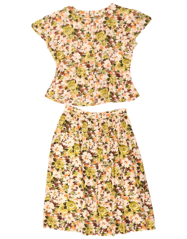 Vintage kvinders 2-delt nederdelsæt IT 44 Medium W26 Flerfarvet blomster