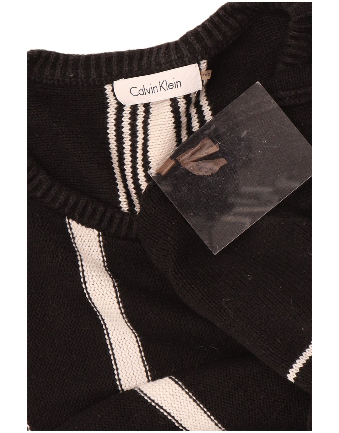 CALVIN KLEIN Herre Boat Neck sweater Medium Sort Stribet Bomuld