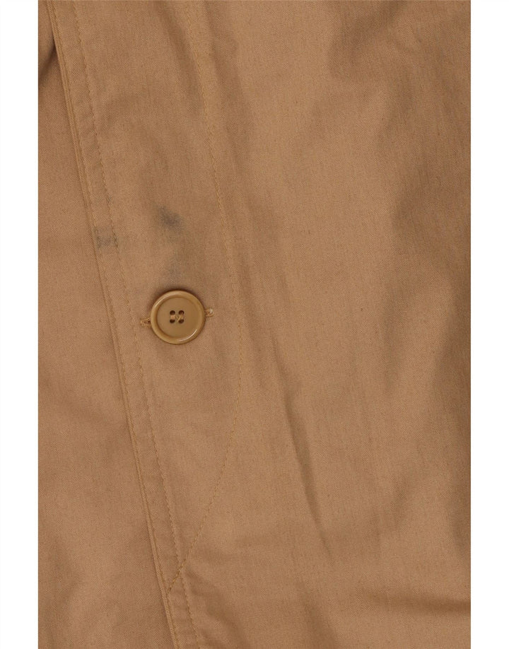 Vintage Herre Loose Fit Trench Coat Lille Beige Bomuld