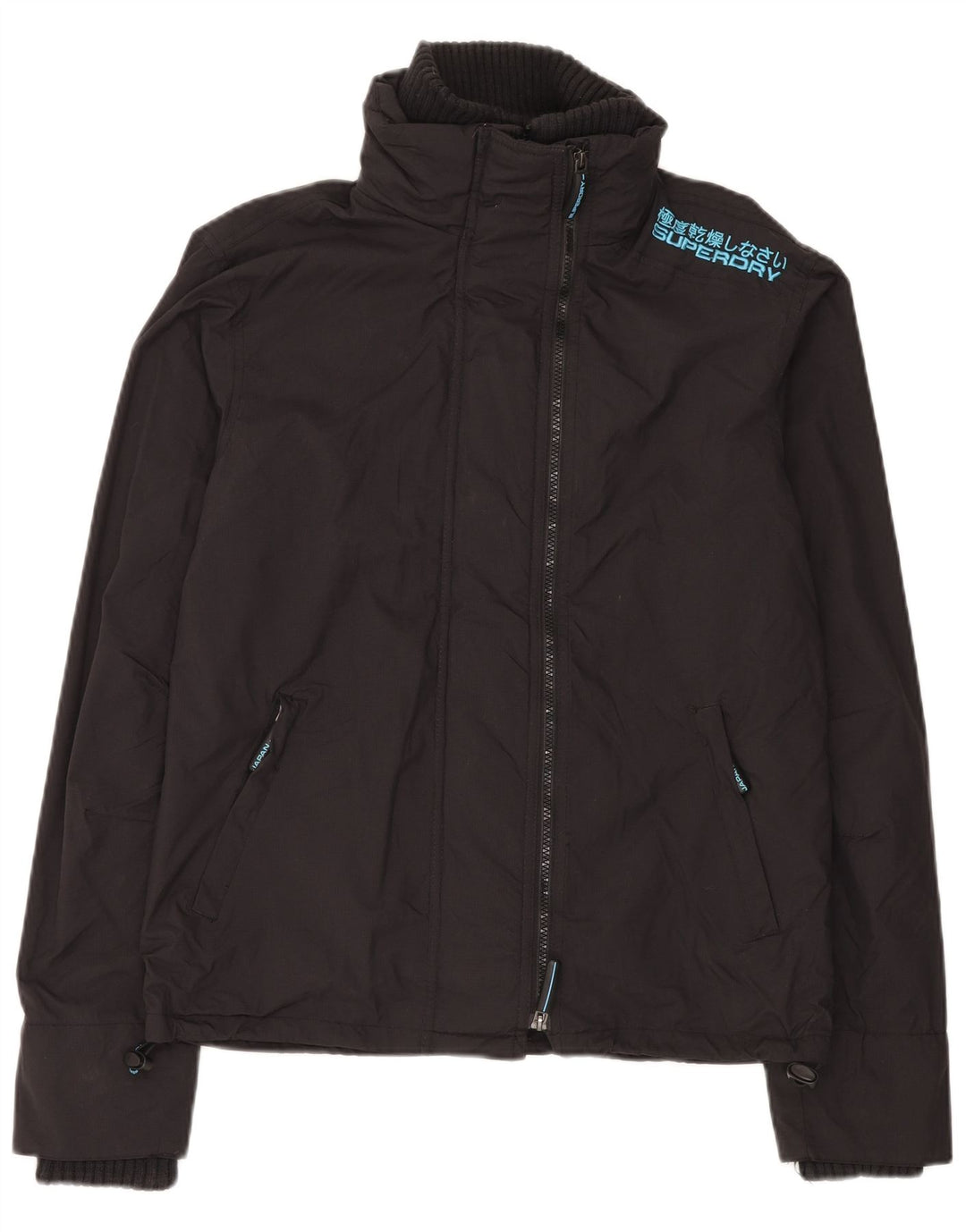 SUPERDRY Dame Grafisk Oversized Windbreaker Jacket UK 14 Medium Sort