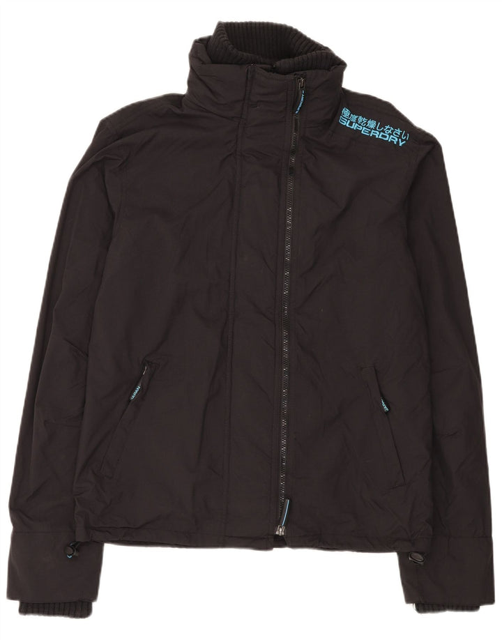 SUPERDRY Dame Grafisk Oversized Windbreaker Jacket UK 14 Medium Sort