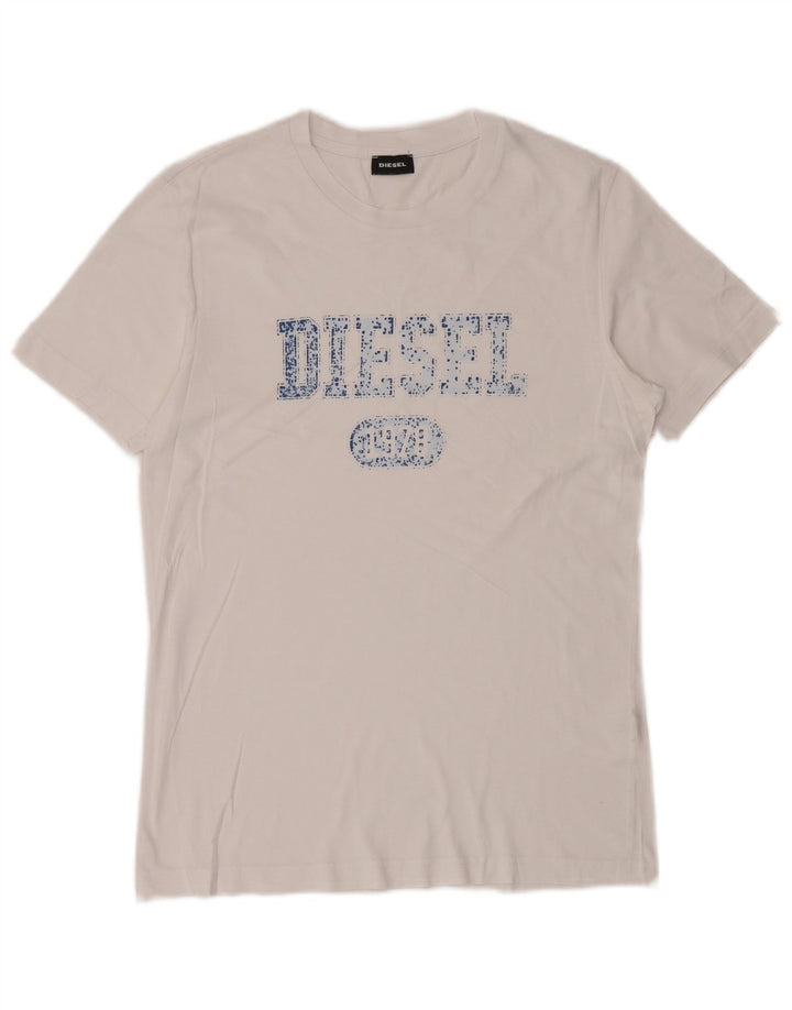 Diesel Herre Grafisk T-Shirt Top Medium Hvid