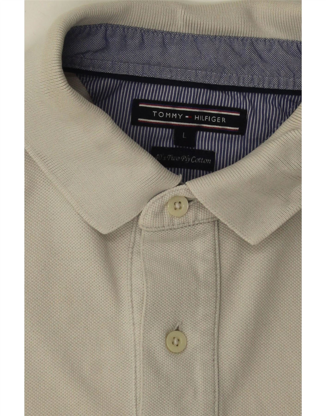 TOMMY HILFIGER Mens Polo Shirt Large Grey Cotton Vintage Tommy Hilfiger and Second-Hand Tommy Hilfiger from Messina Hembry 