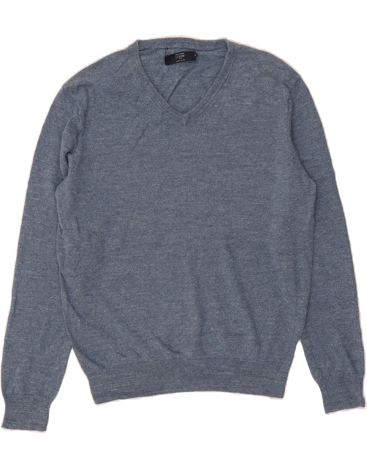 J. CREW Mens V-Neck Jumper Sweater Medium Blue Cotton Vintage J. Crew and Second-Hand J. Crew from Messina Hembry 