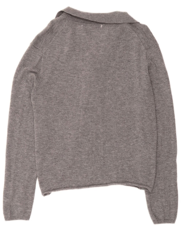Zara Dame Cardigan Sweater UK 18 XL Grå Uld