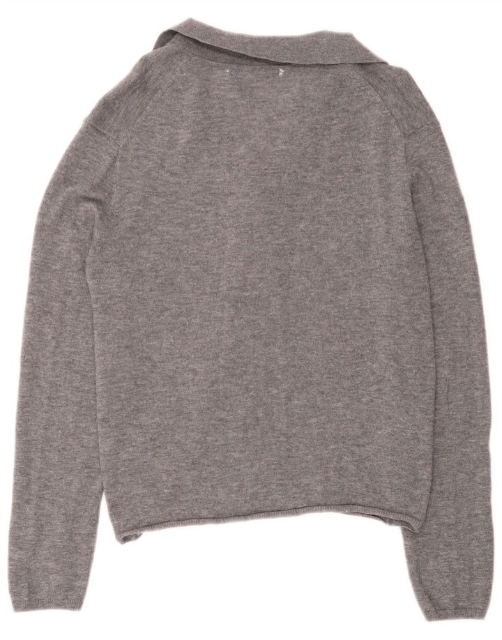 Zara Dame Cardigan Sweater UK 18 XL Grå Uld