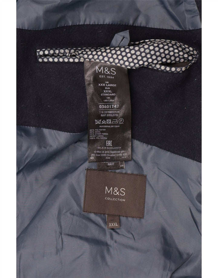Marks & Spencer Overfrakke til mænd UK 46 3XL Navy Blue Polyester