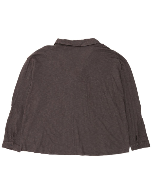 Fat Face Langærmet Dame Polo Shirt UK 24 4XL Grå Flecked Bomuld
