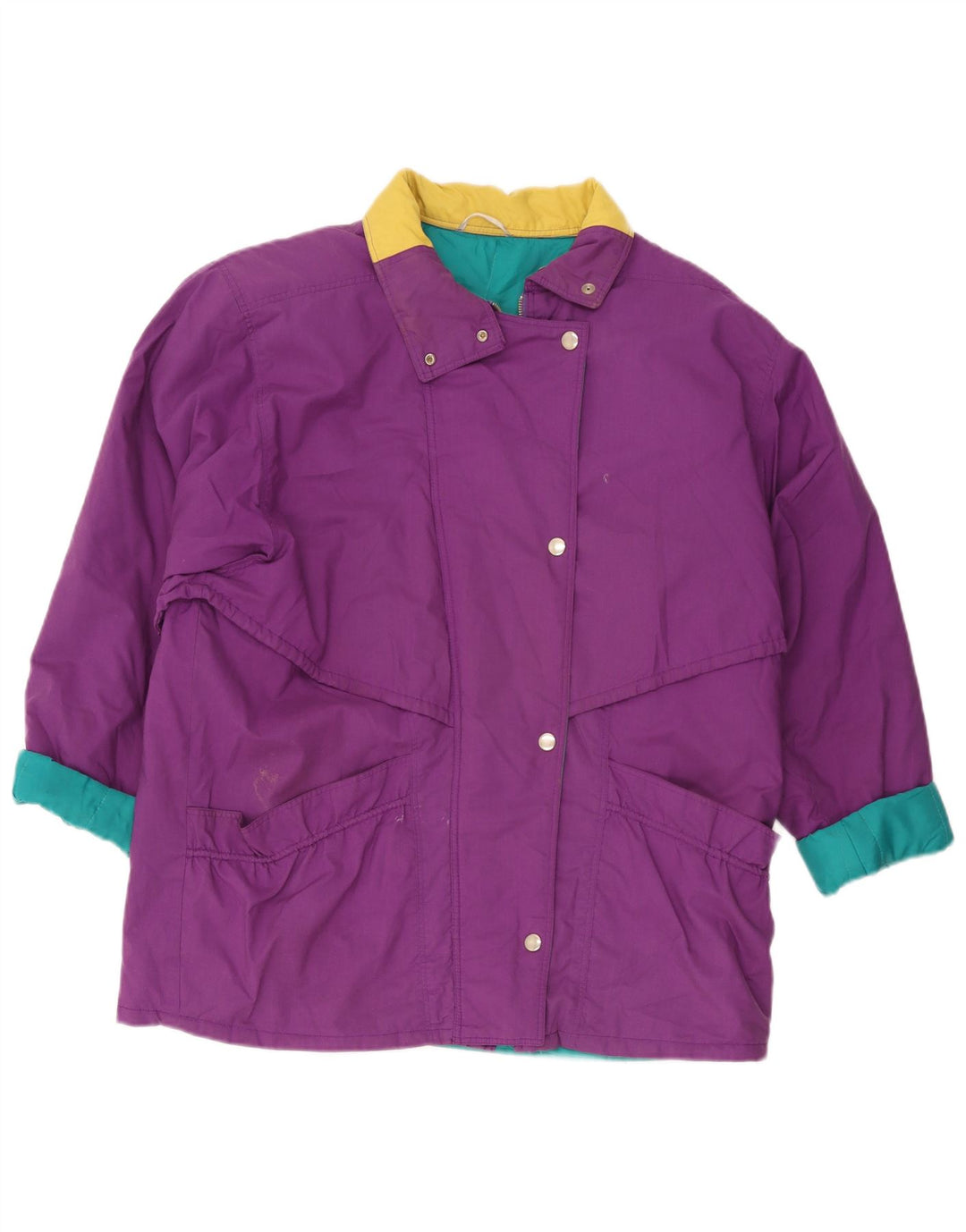 Vintage vindjakke til kvinder UK 18 XL Lilla Colourblock Polyester