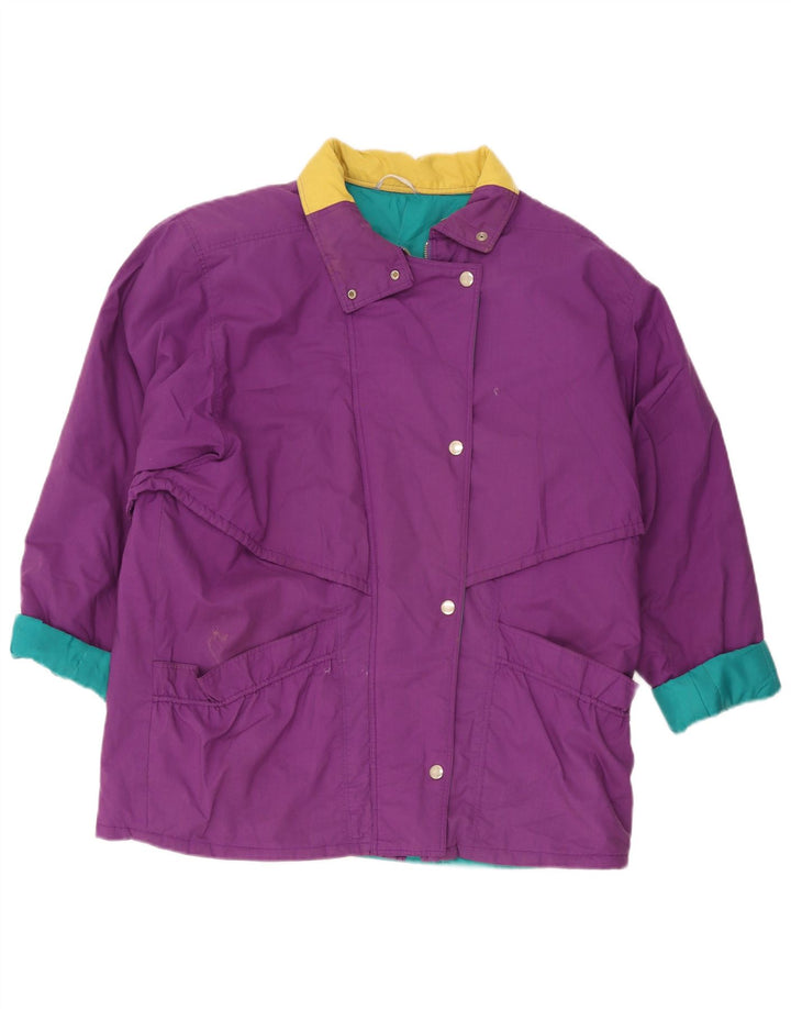 Vintage vindjakke til kvinder UK 18 XL Lilla Colourblock Polyester