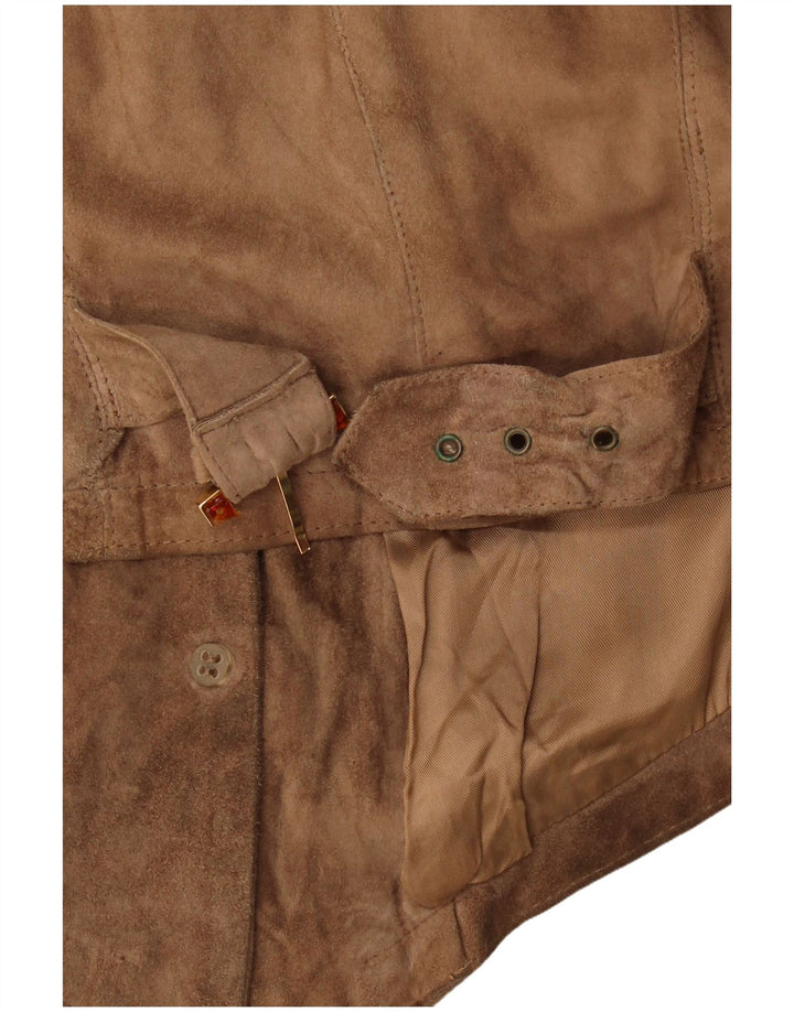 Vintage damebeskåret ruskindsjakke UK 14 medium brunt læder