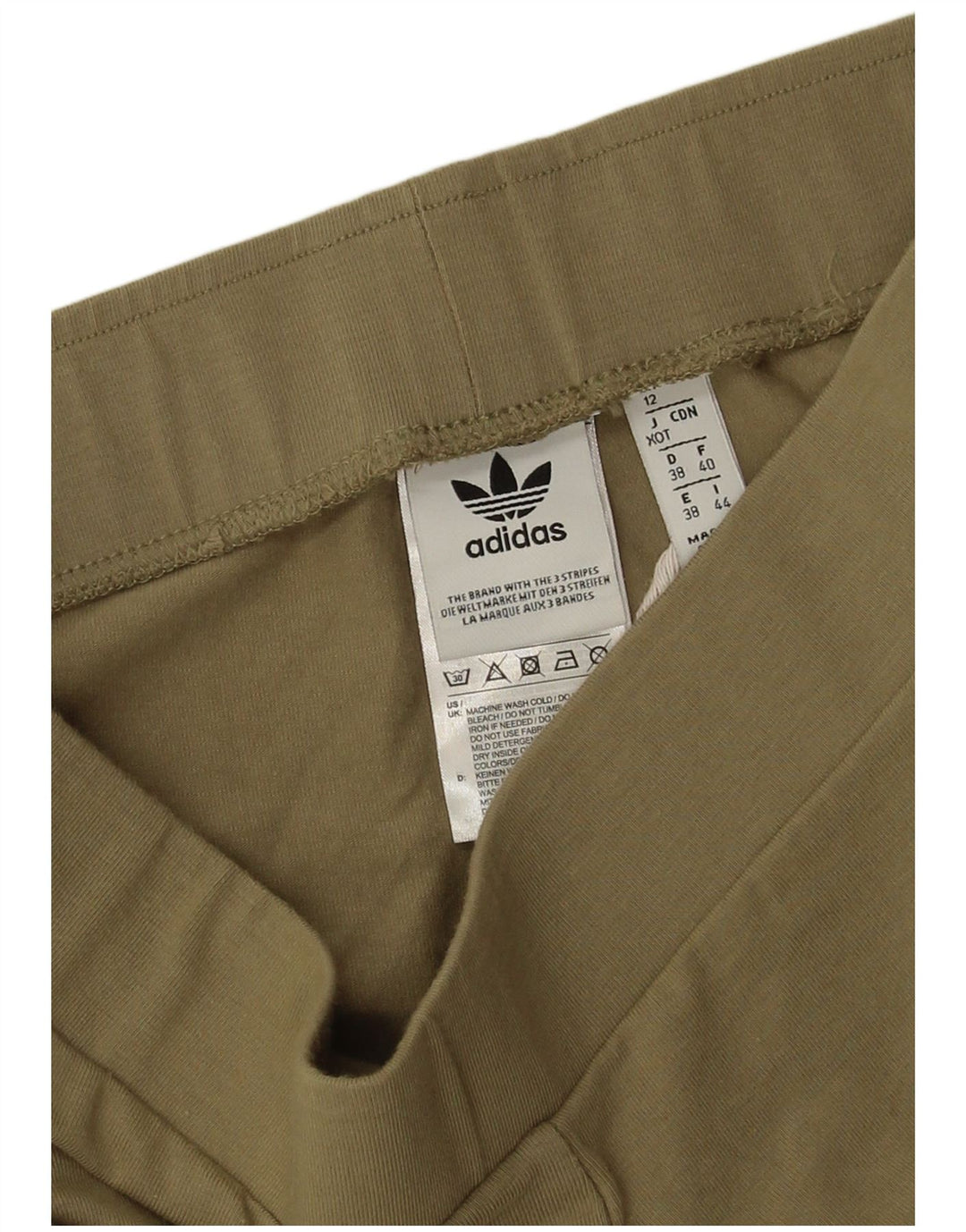 Adidas Dame Leggings UK 12 Medium Khaki Bomuld