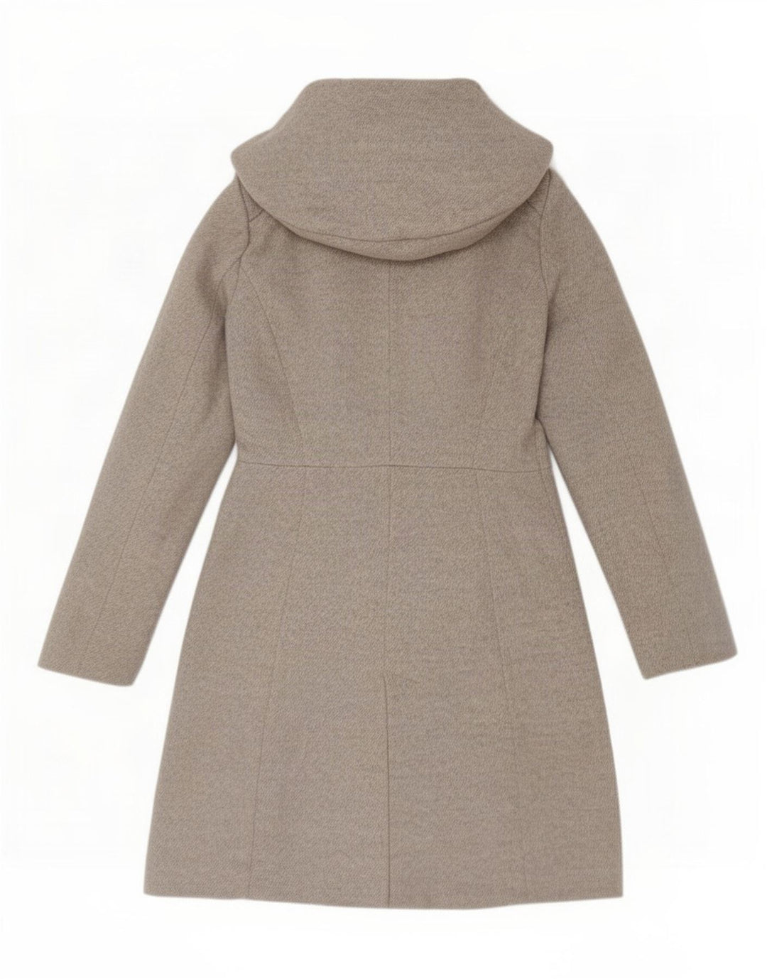 Zara Dame Hætte Overfrakke UK 12 Medium Grå Akryl