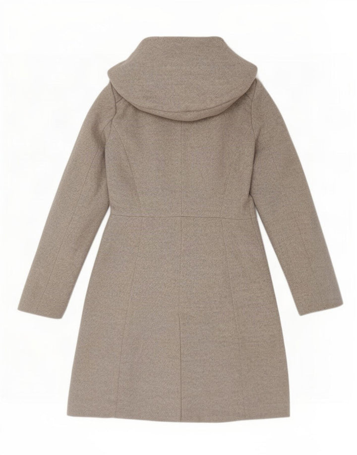 Zara Dame Hætte Overfrakke UK 12 Medium Grå Akryl