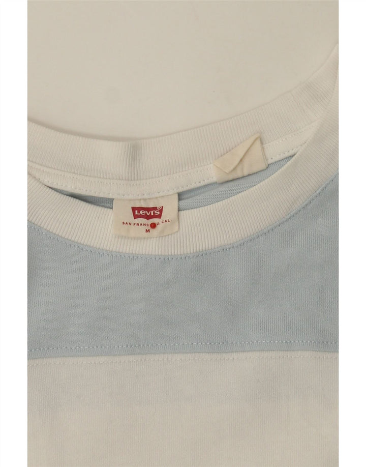 LEVI'S Womens Graphic T-Shirt Top UK 14 Medium Blue Striped Cotton Vintage Levi's and Second-Hand Levi's from Messina Hembry 