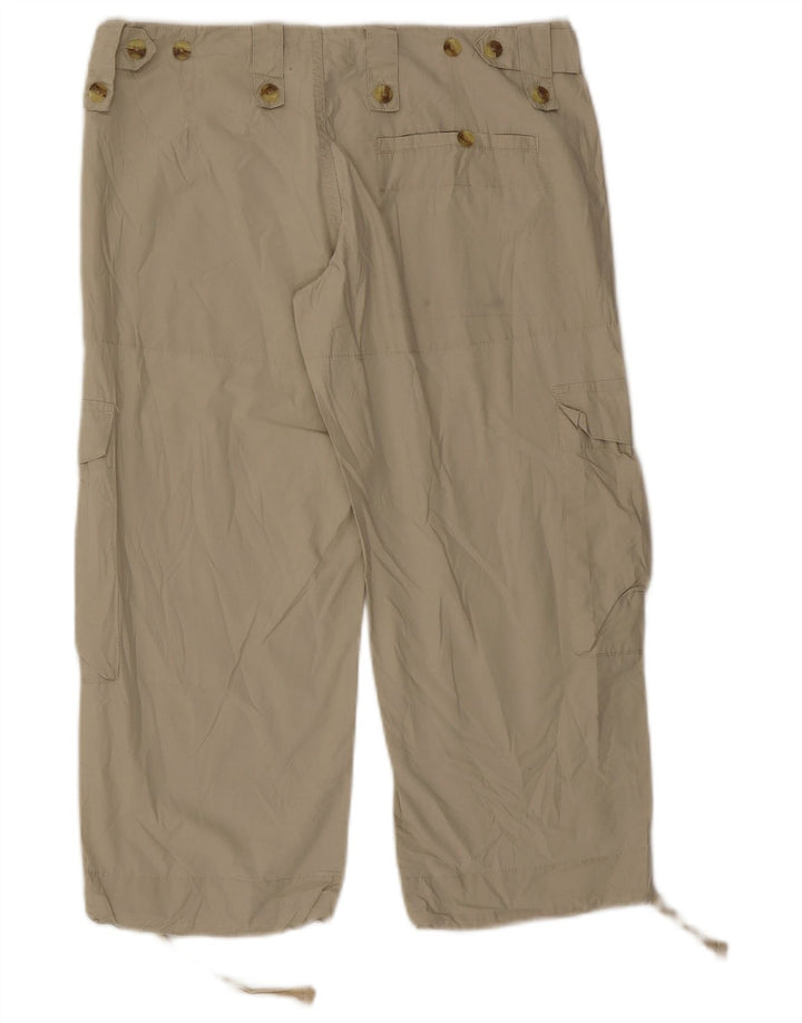 Vintage Dame Cargo Capri Bukser Små W27 L21 Beige Bomuld
