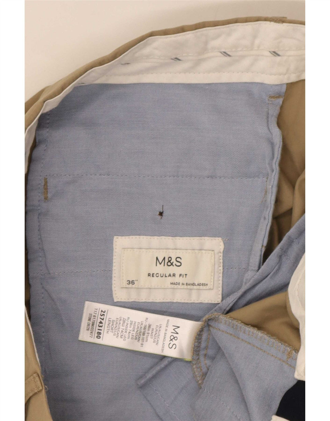 Marks & Spencer Herre Regular Fit Chinobukser W36 L29 Beige Bomuld
