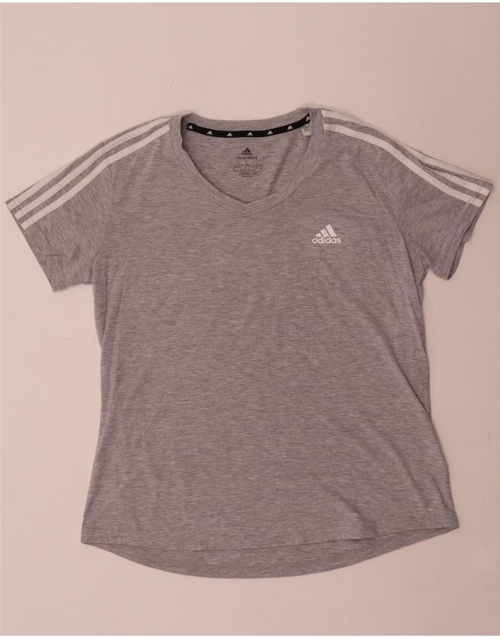 Adidas Dame T-Shirt Top UK 16/18 Stor Grå Polyester