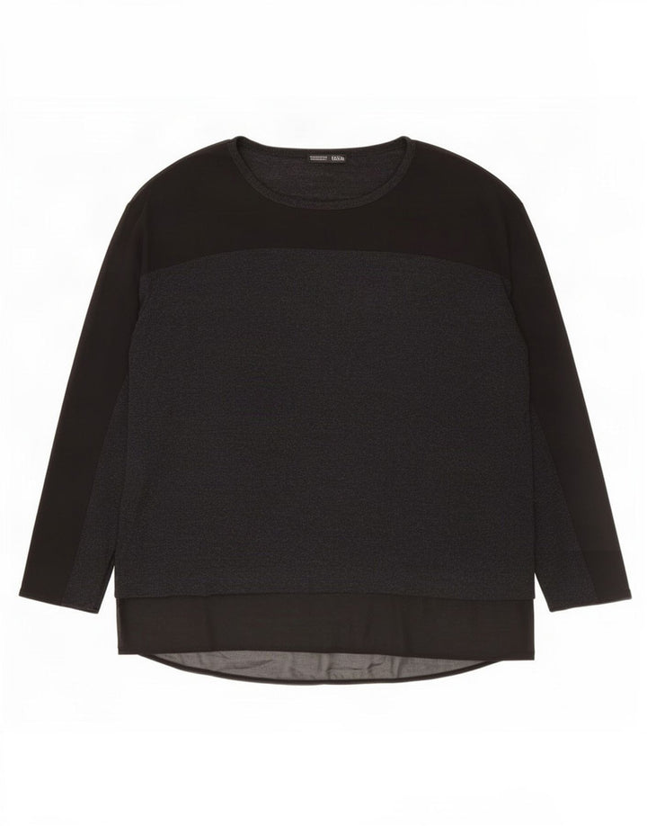 Zara Dame Oversized Top Langærmet UK 14 Medium Sort Viscose