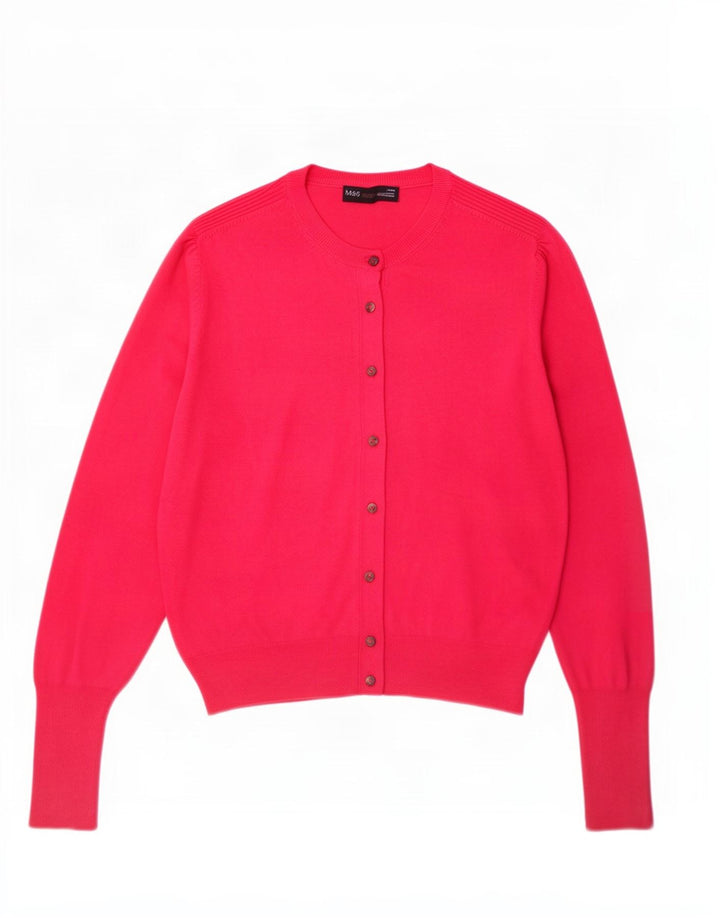 Marks & Spencer Dame Cardigan Sweater UK 14 Medium Pink Viscose