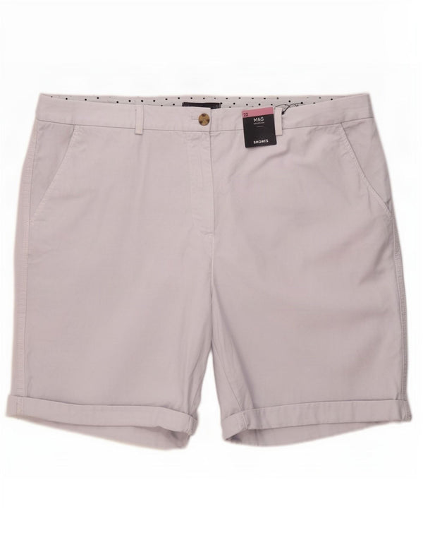 Marks & Spencer kvinders højtaljede chinoshorts UK 22 3XL W41 blå bomuld