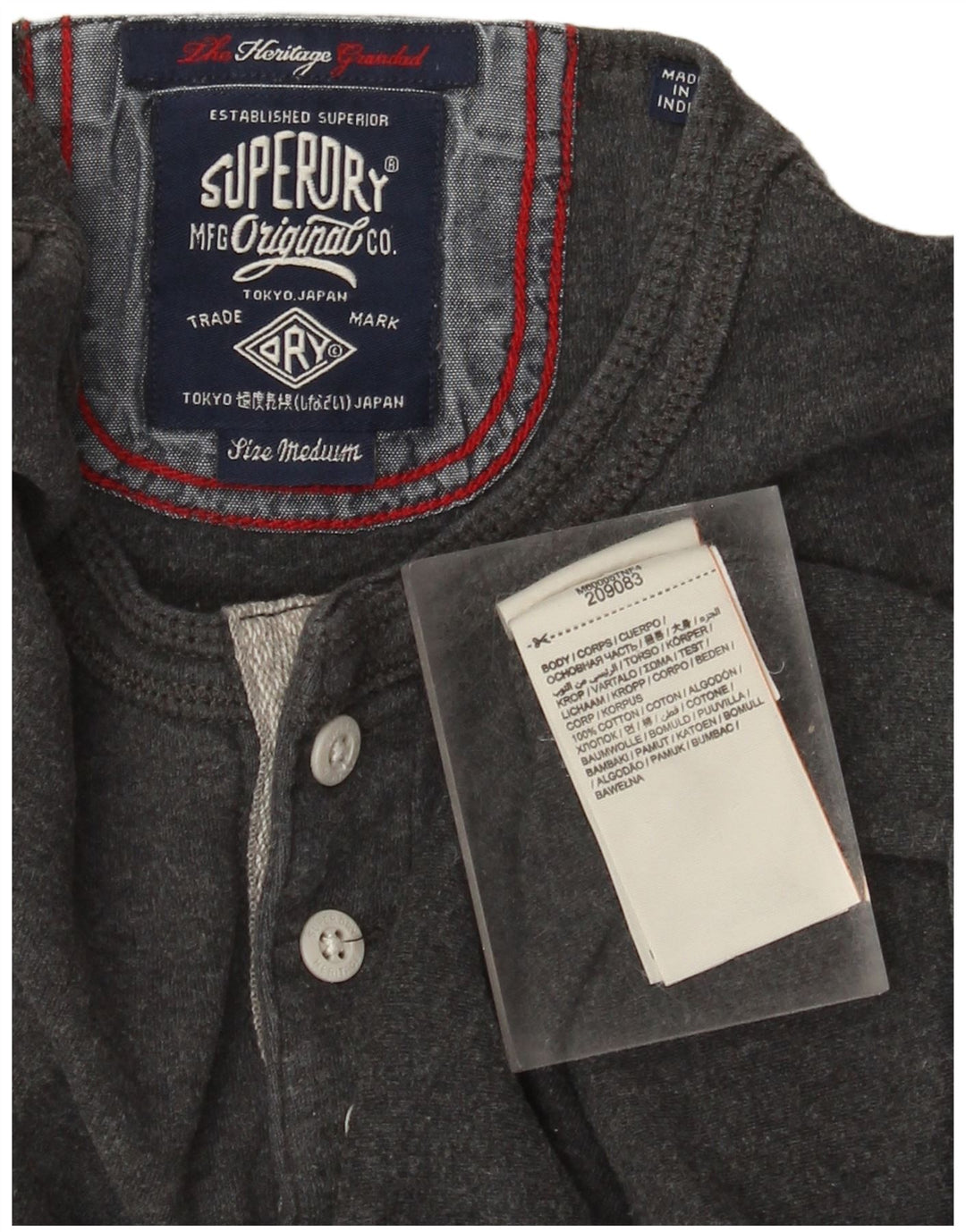 Superdry Heritage Top Langærmet mellemgrå bomuld