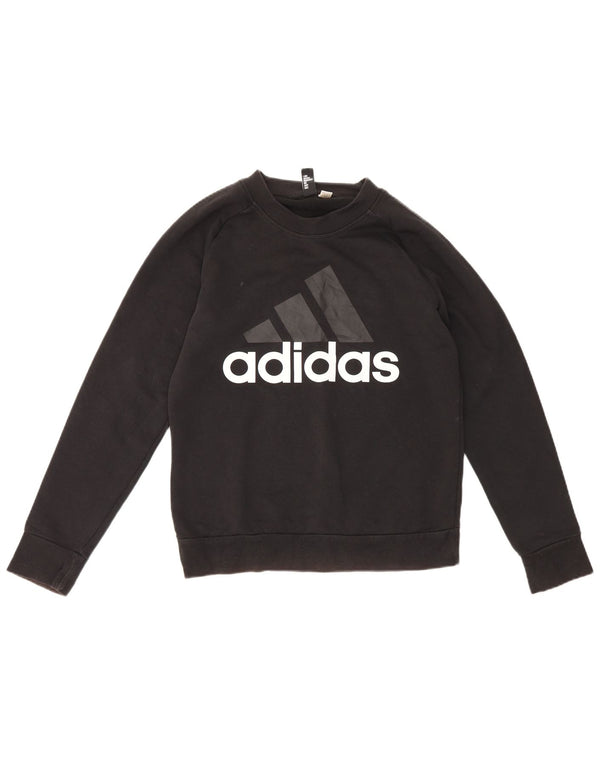 Adidas Dame Grafisk Sweatshirt Jumper UK 12 Medium Black Sports
