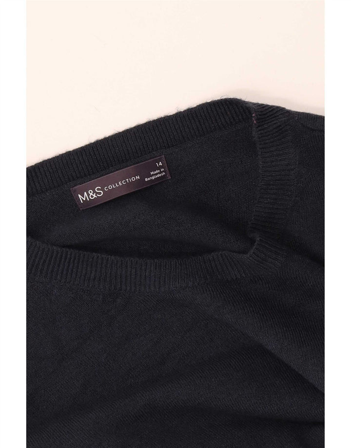 Marks & Spencer Dame Boat Neck Jumper Sweater UK 14 Medium Navy Blue