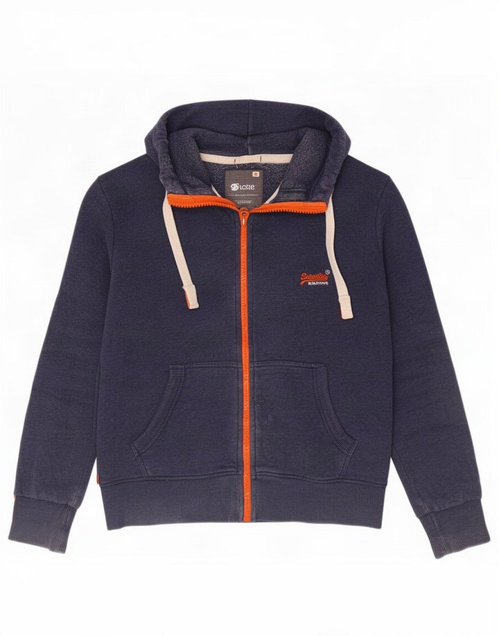 Superdry Hættetrøje med lynlås til mænd mellem marineblå bomuld