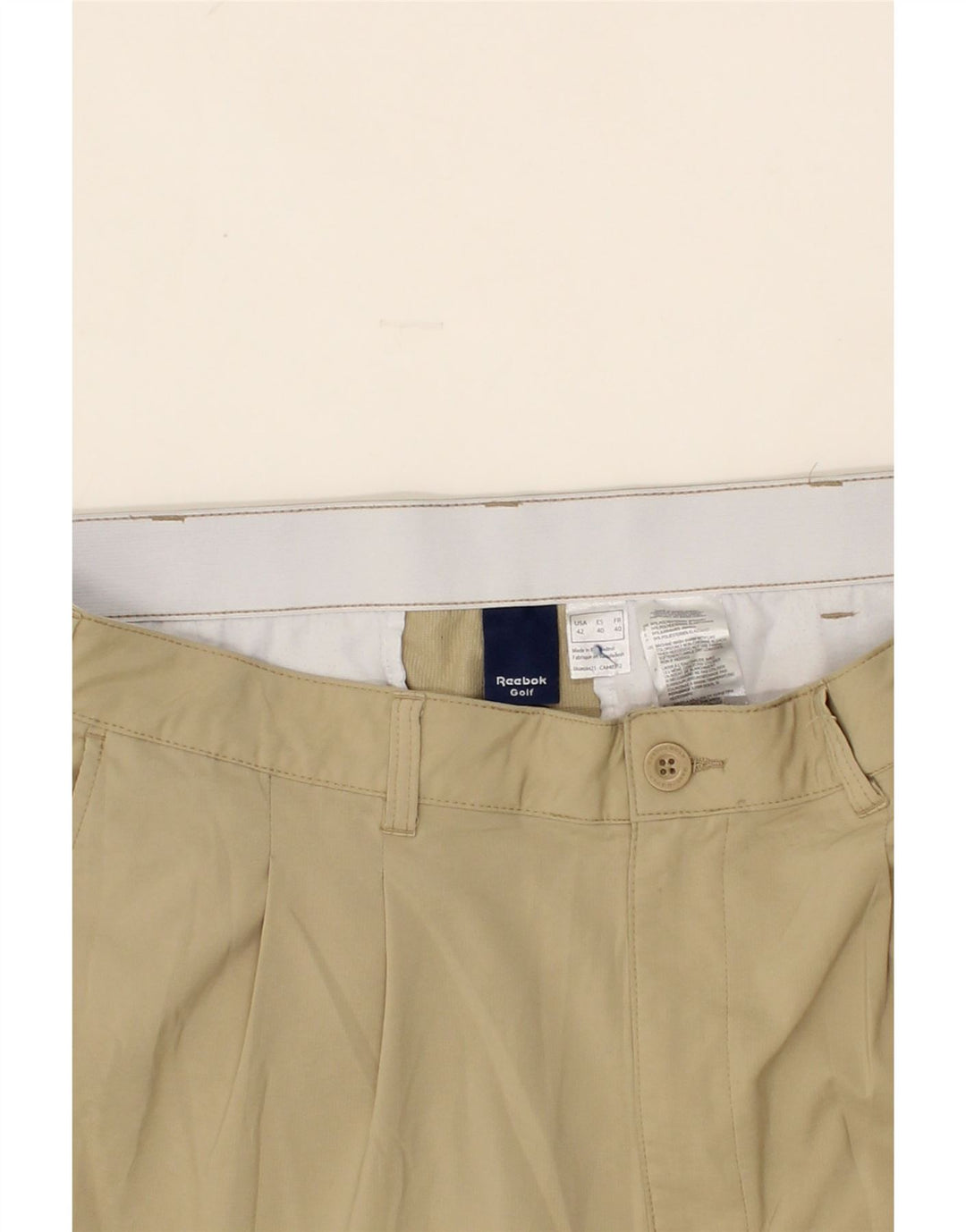 REEBOK Mens Pegged Chino Shorts W40 XL Beige Polyester Vintage Reebok and Second-Hand Reebok from Messina Hembry 