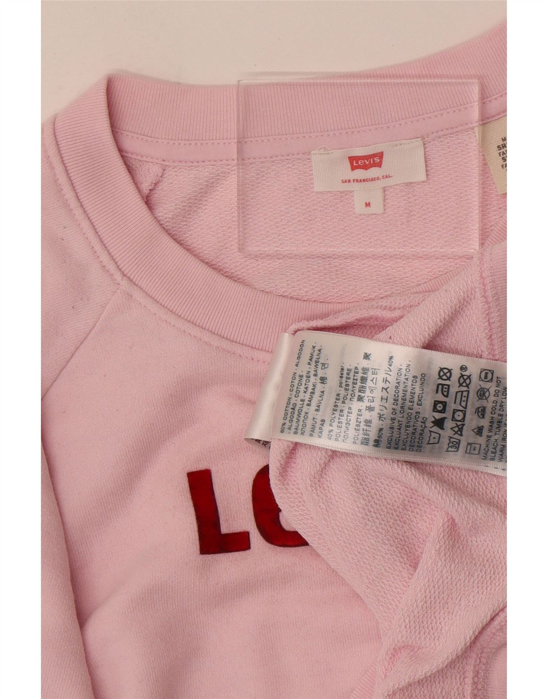 Levi's Dame Grafisk Oversized Sweatshirt Jumper UK 14 Medium Pink Bomuld
